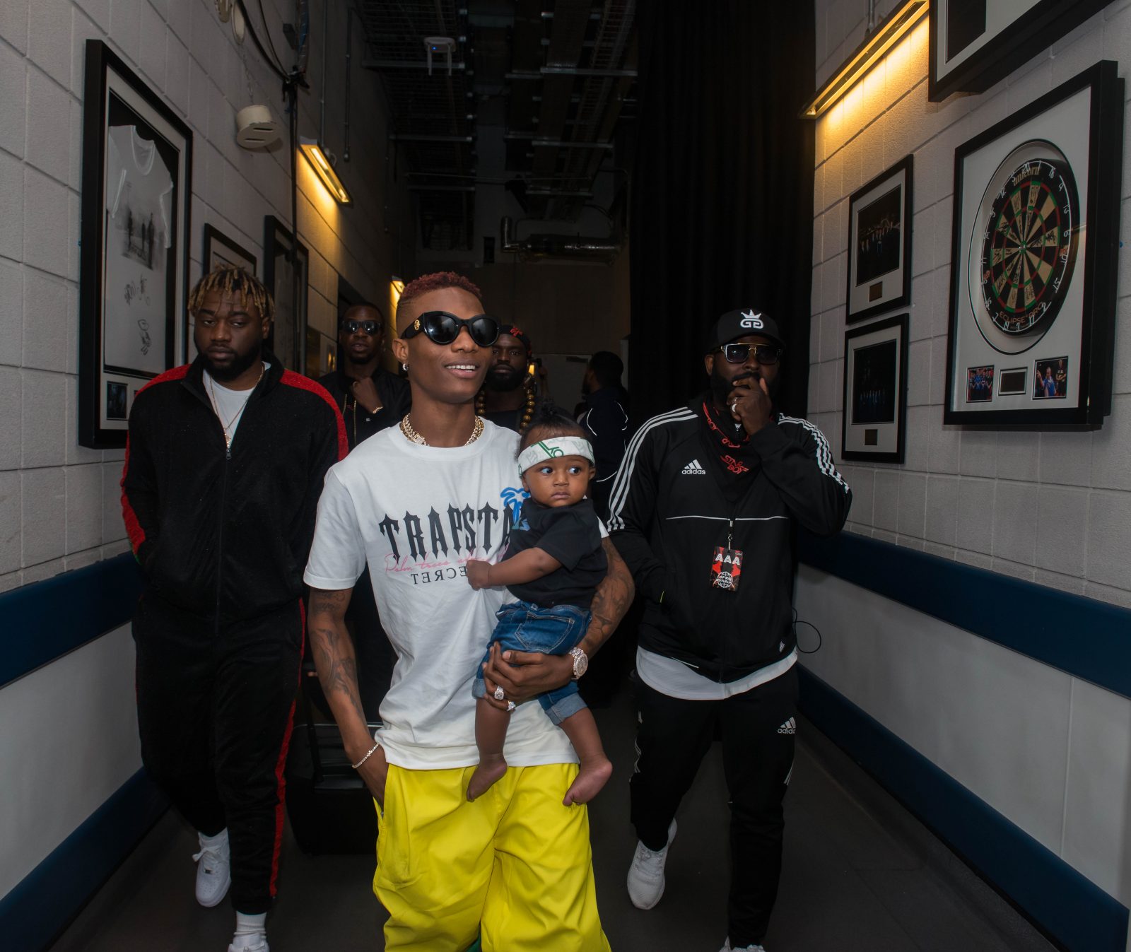 o2 Arena, London, United Kingdom. 26th May 2018. Wizkid arrives with his son ZION before his performs on stage during AFROREPUBLIK festival at The O2 Arena.