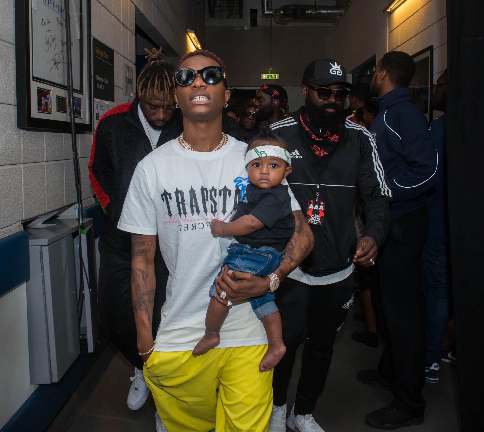 o2 Arena, London, United Kingdom. 26th May 2018. Wizkid arrives with his son ZION before his performs on stage during AFROREPUBLIK festival at The O2 Arena.