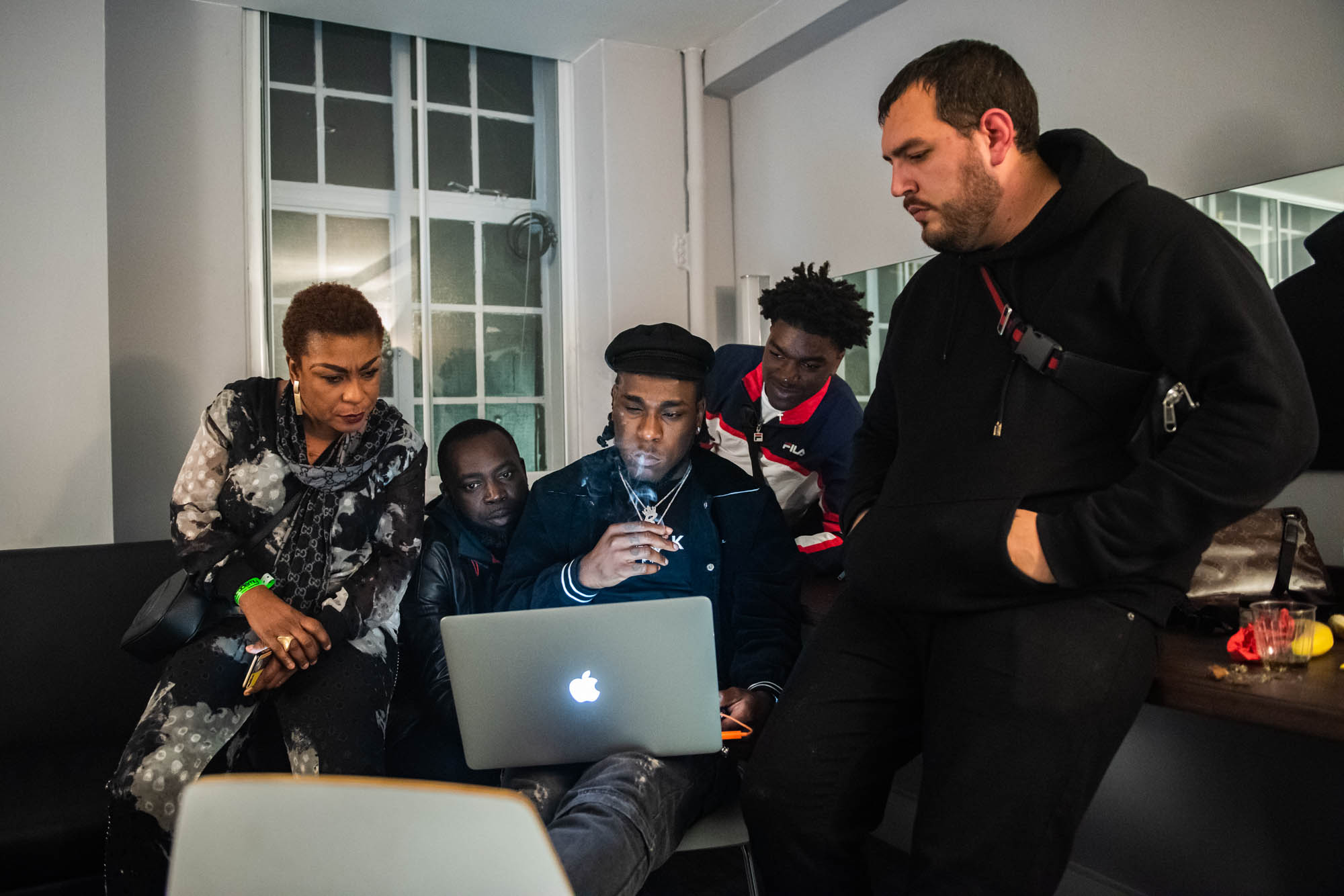 London, United Kingdom. 7th October 2018.  Backstage: Burna Boy preparing for his concert  at Brixton Academy.  Photographed by Michael Tubes