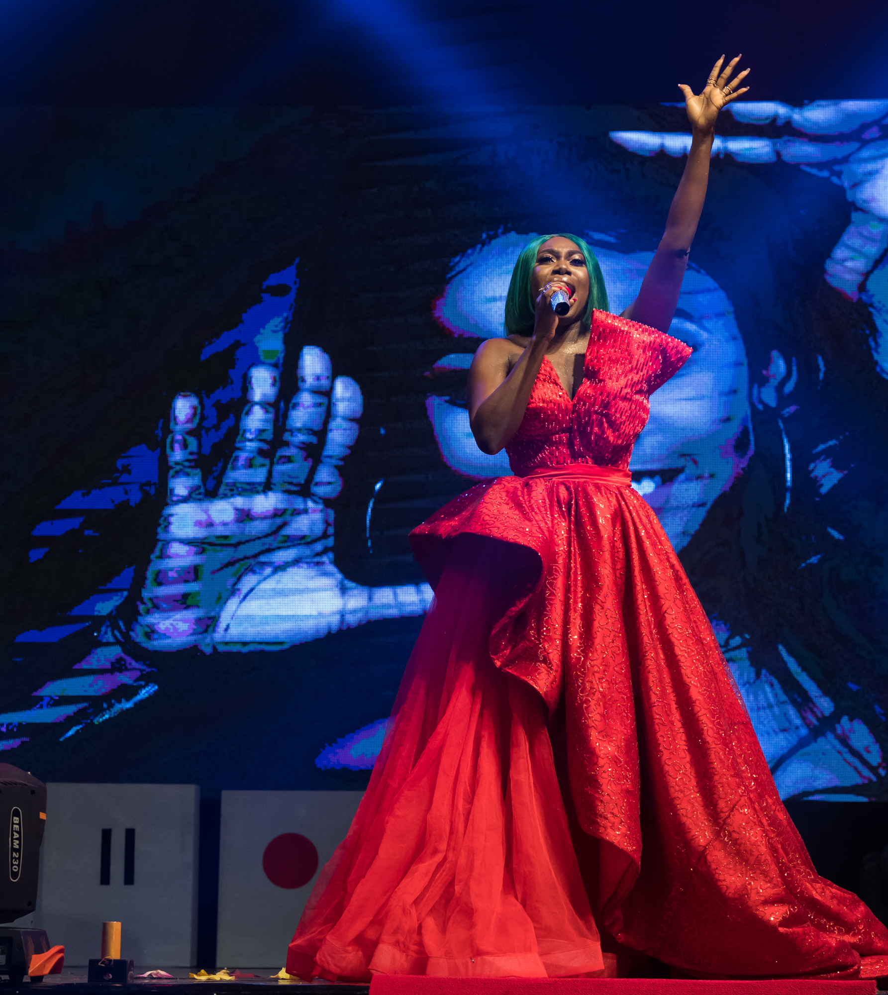 Lagos, Nigeria. 9th November 2018.  Niniola performs at her Human Radio Concert. Photographed by Michael Tubes