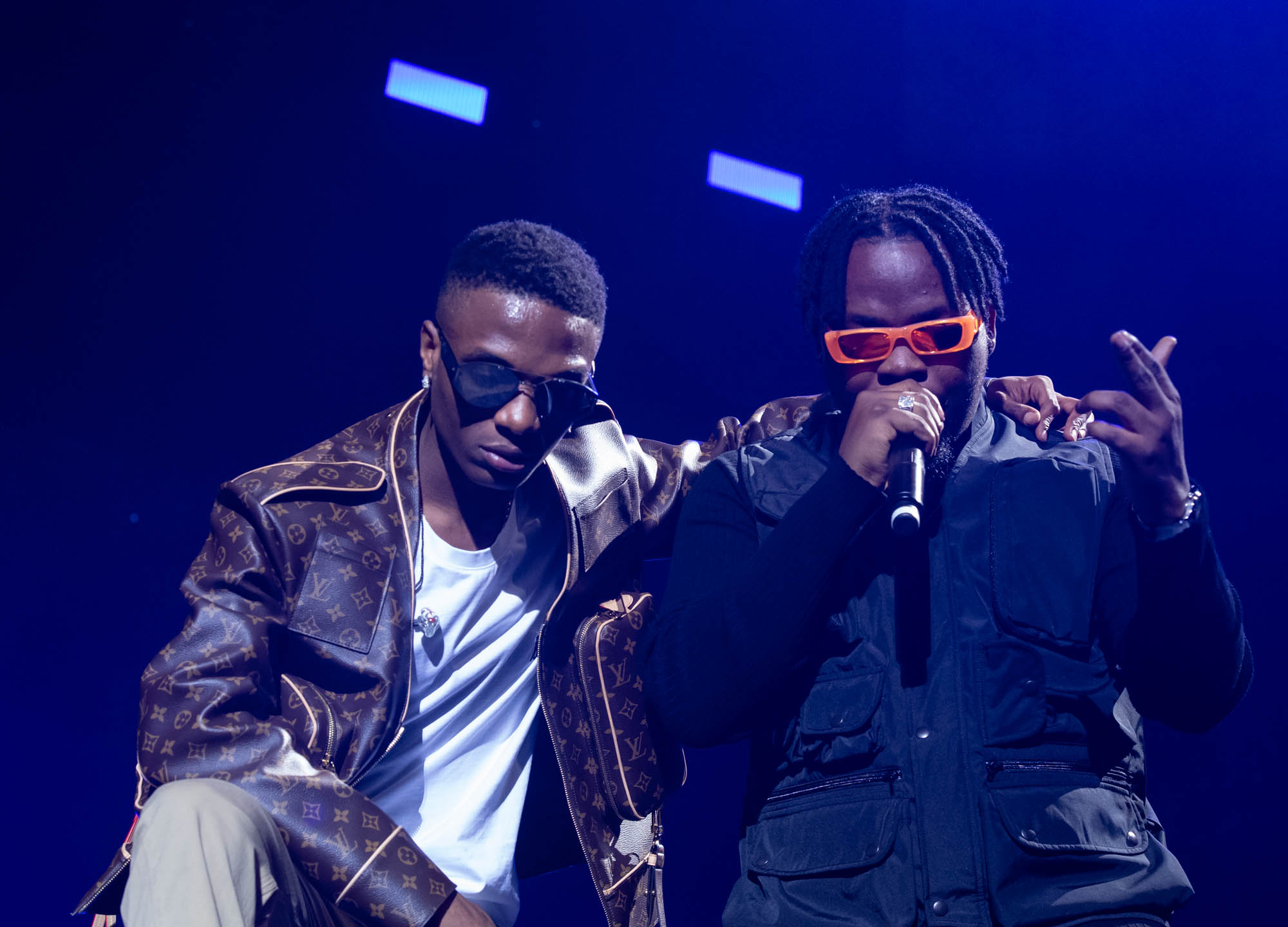 London, United Kingdom. 19th October 2019.  Wizkid & Olamide performing live at starboy fest at The 02 Arena. Photographed by Michael Tubes